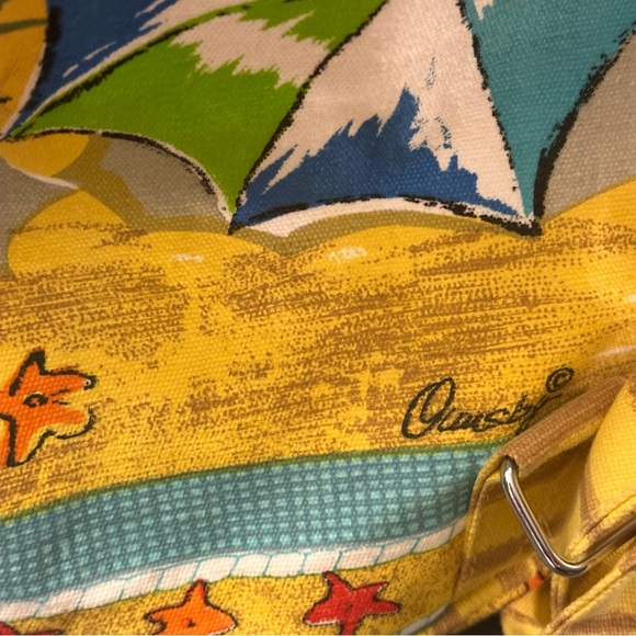 Anne Ormsby Canvas Beach Barrel Drawstring Bag Attached Makeup Zipper Pouch NICE - Picture 7 of 16